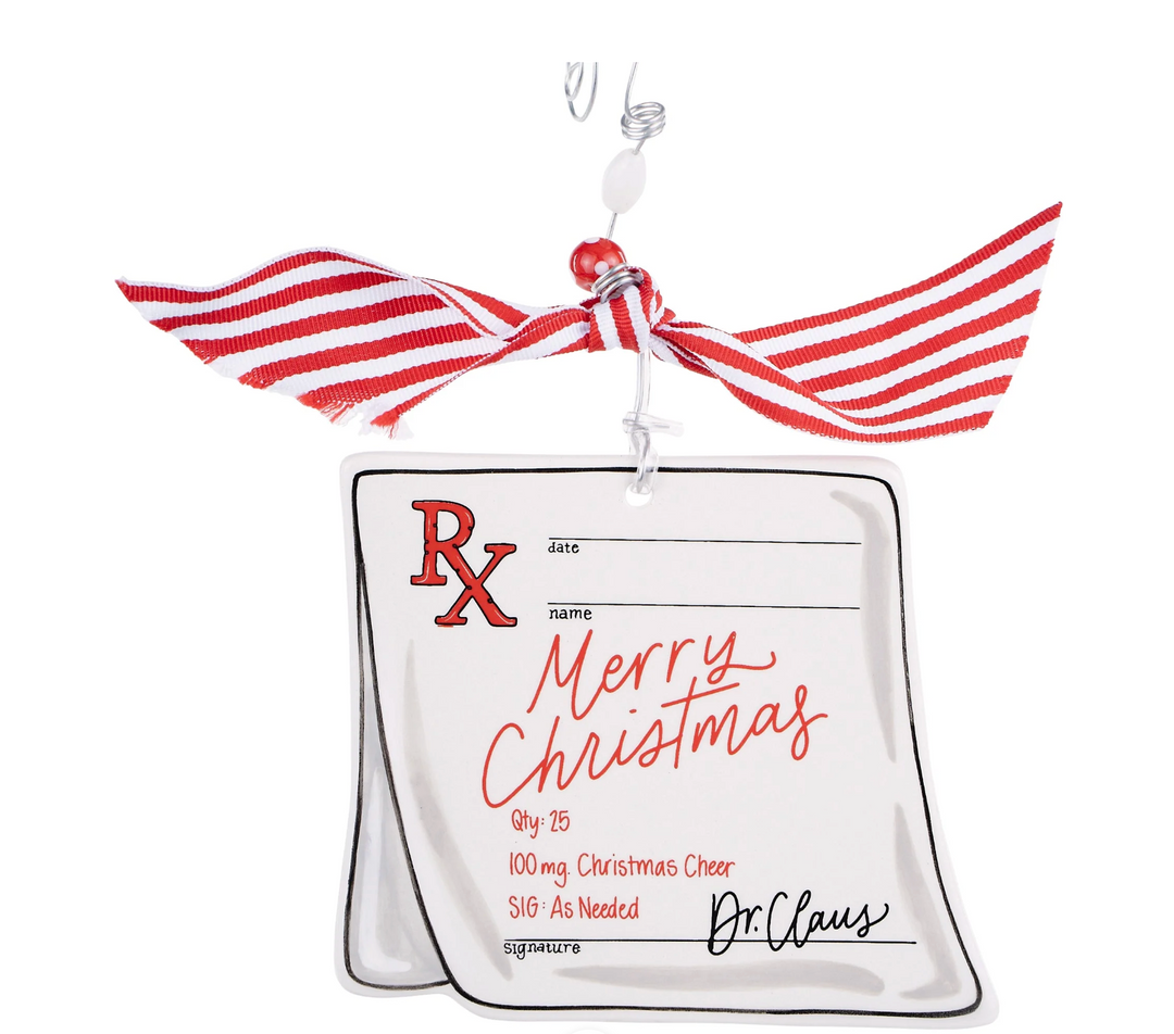 Decorative bag with 'Merry Christmas' text and a red ribbon on a white background