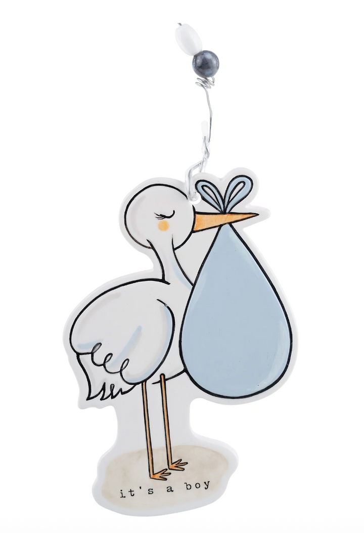 it's a boy blue stork ornament