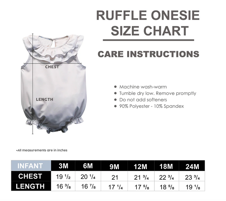Ruffle Bubble Size Chart - used in multiple products