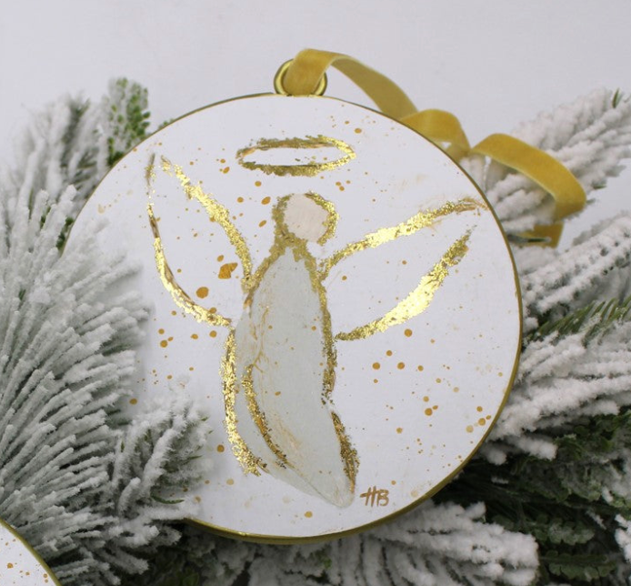 GOLD ACCENTS ANGEL METAL DISC ORNAMENT