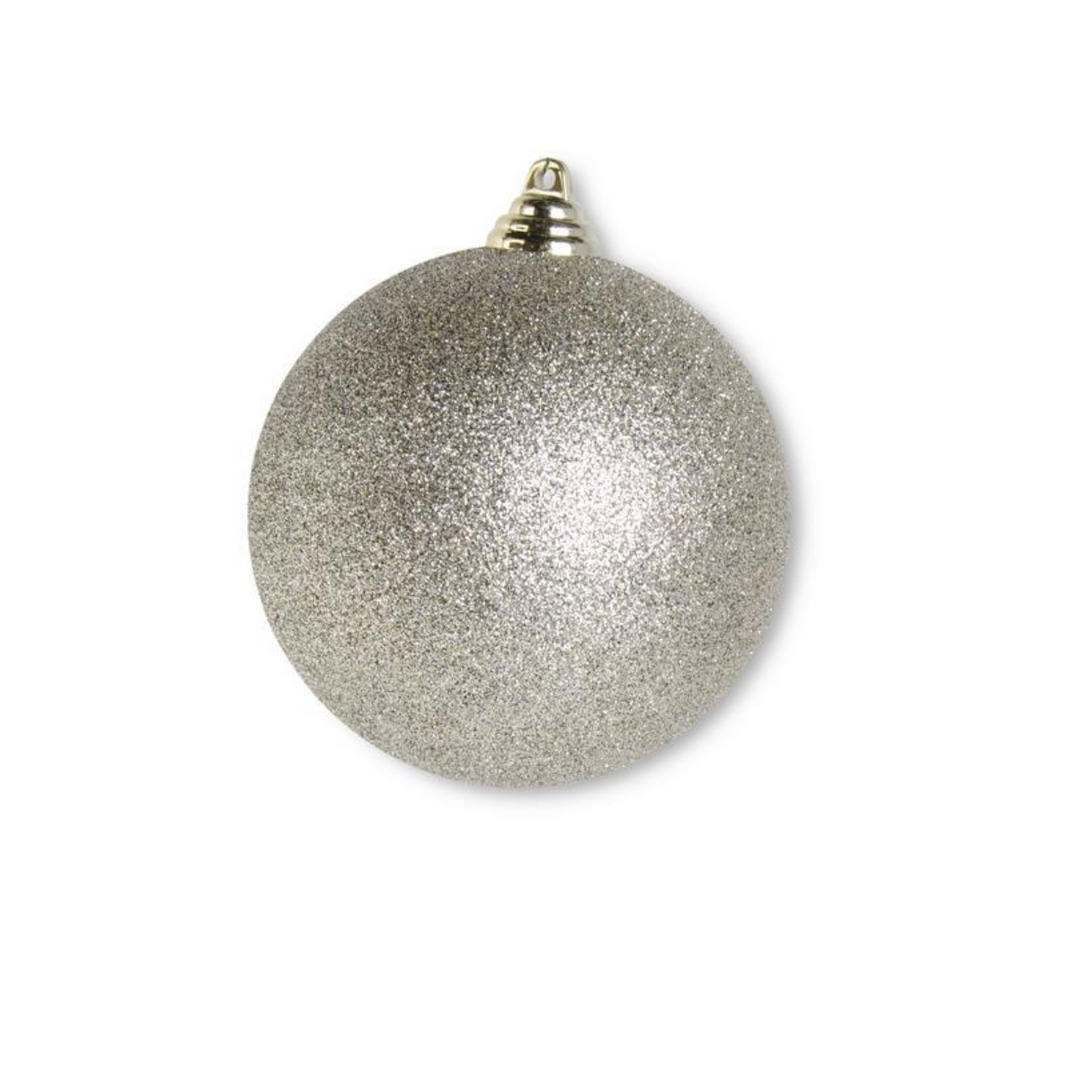 CHAMPAGNE GLITTER ROUND CHRISTMAS ORNAMENT