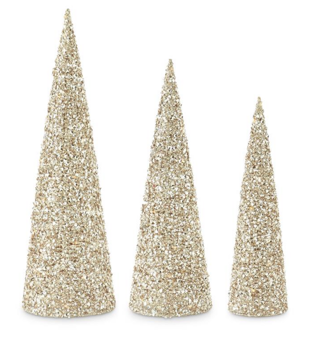 SEQUIN AND CHAMPAGNE EMBELLISHED CHRISTMAS TREES IN 3 SIZES