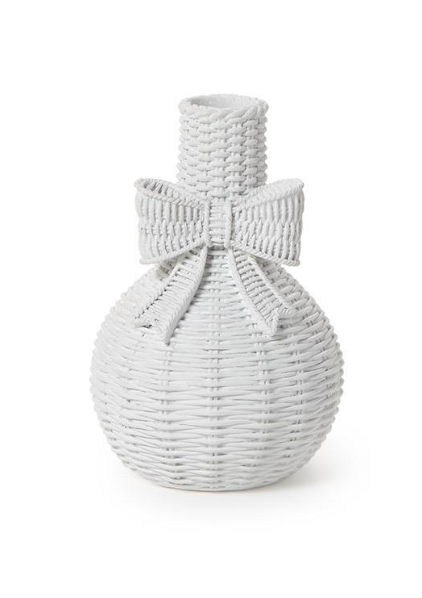 Woven textured vase on a white background