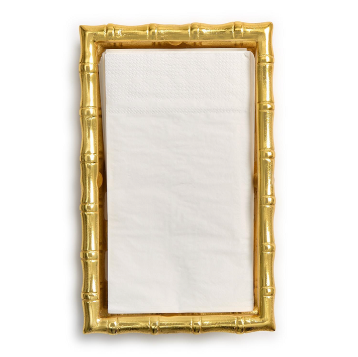 Gold bamboo frame with a white background
