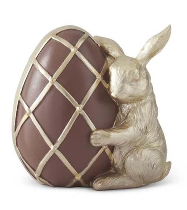 CHOCOLATE & GOLD EASTER EGG WITH GOLD BUNNY
