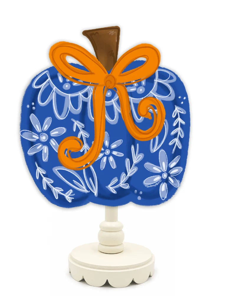 BLUE CHINOISERIE PUMPKIN TOPPER