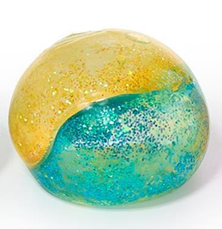 Multicolored glittery sphere on a white background