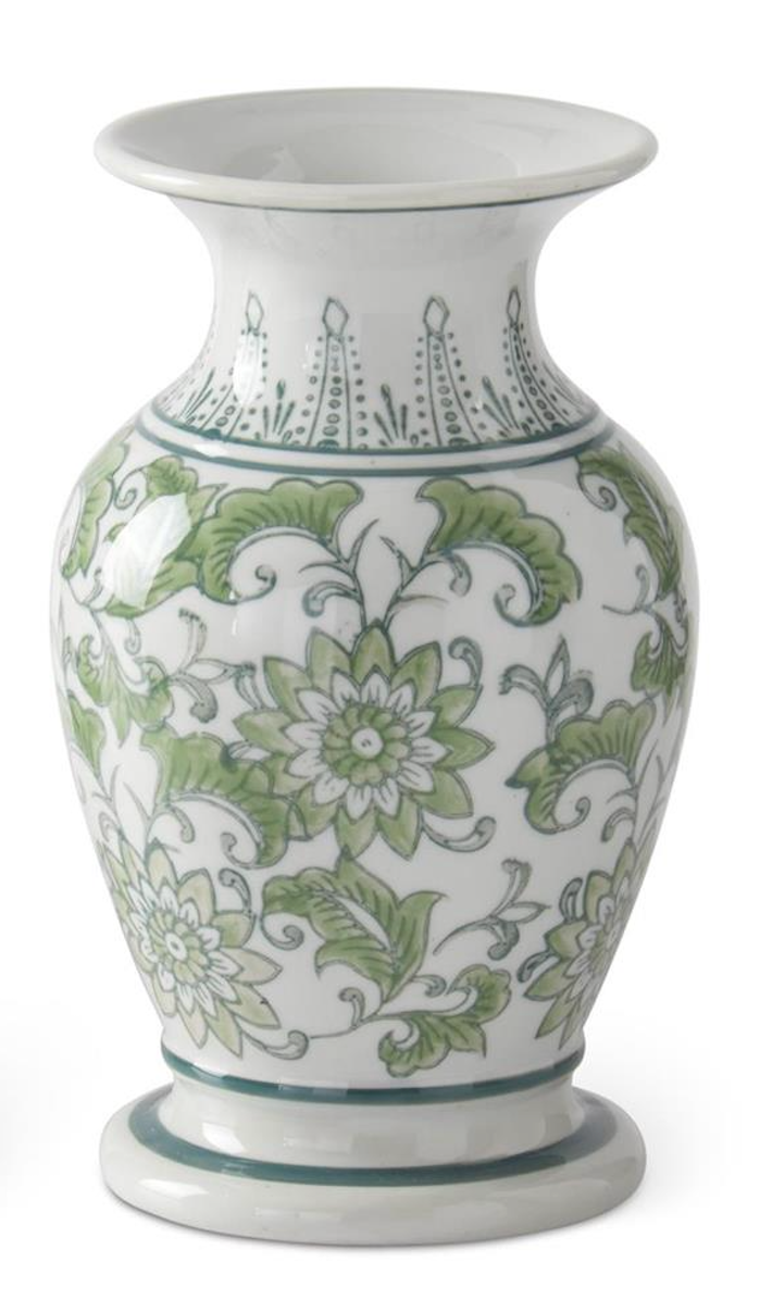 GREEN & WHITE CHINOISERIE BUD VASE