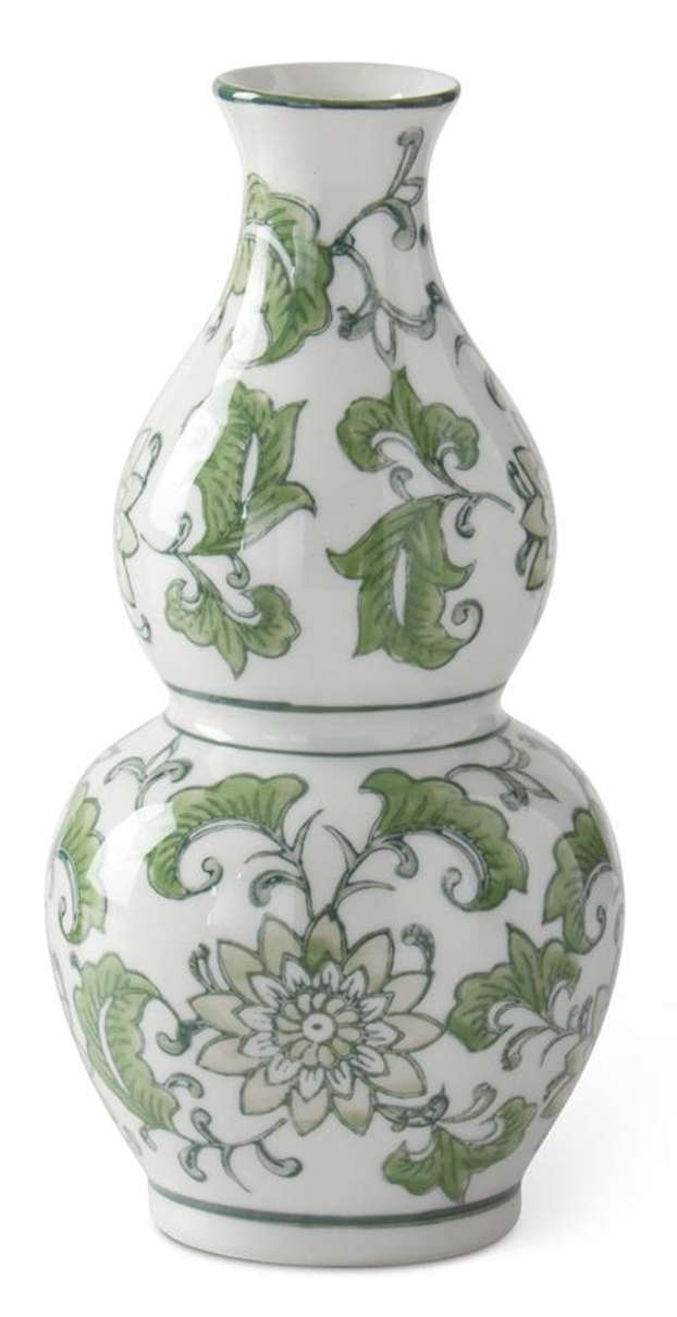GREEN & WHITE CHINOISERIE BUD VASE