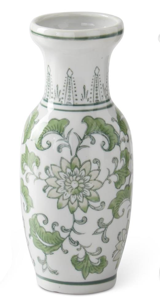 GREEN & WHITE CHINOISERIE BUD VASE