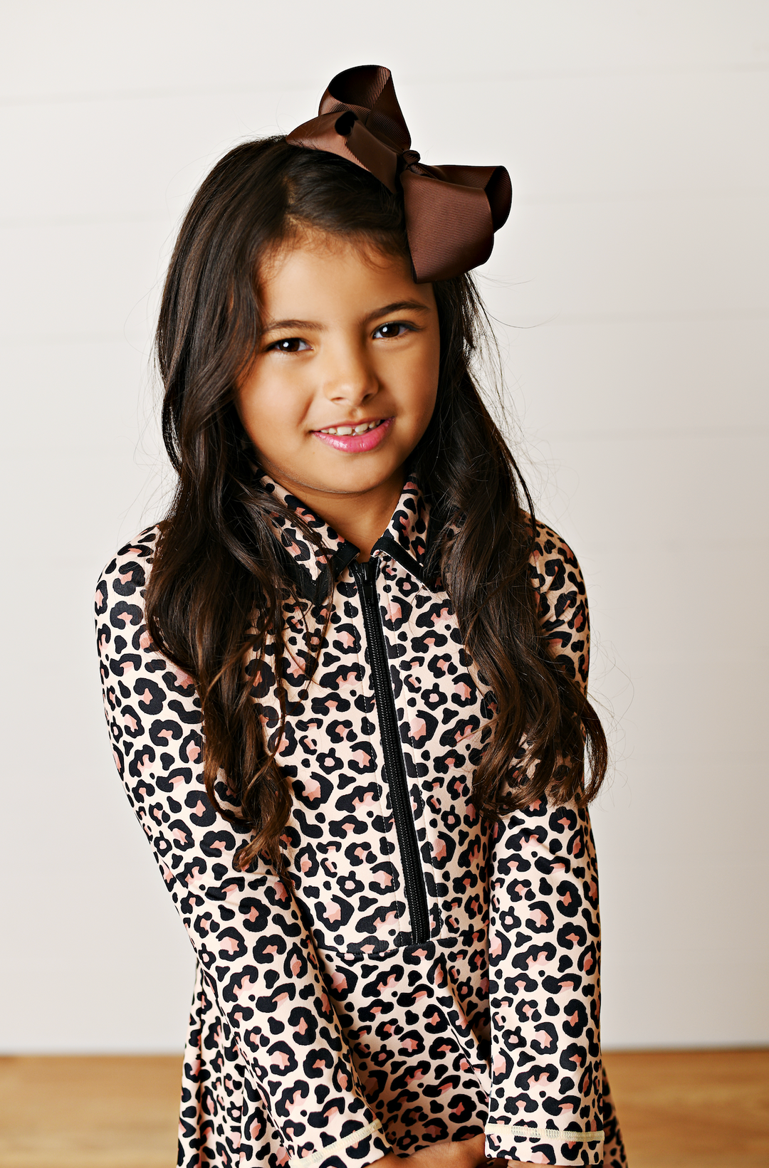 LEOPARD LONG SLEEVE TENNIS DRESS