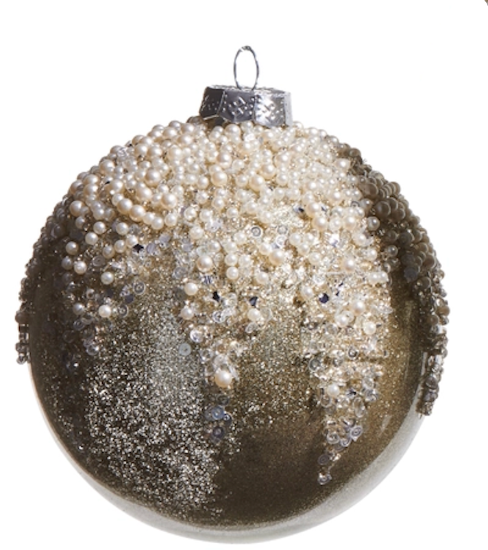 PEARL FROSTED TAUPE ORNAMENT