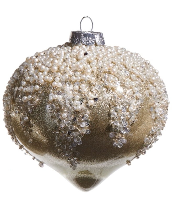PEARL FROSTED TAUPE ORNAMENT