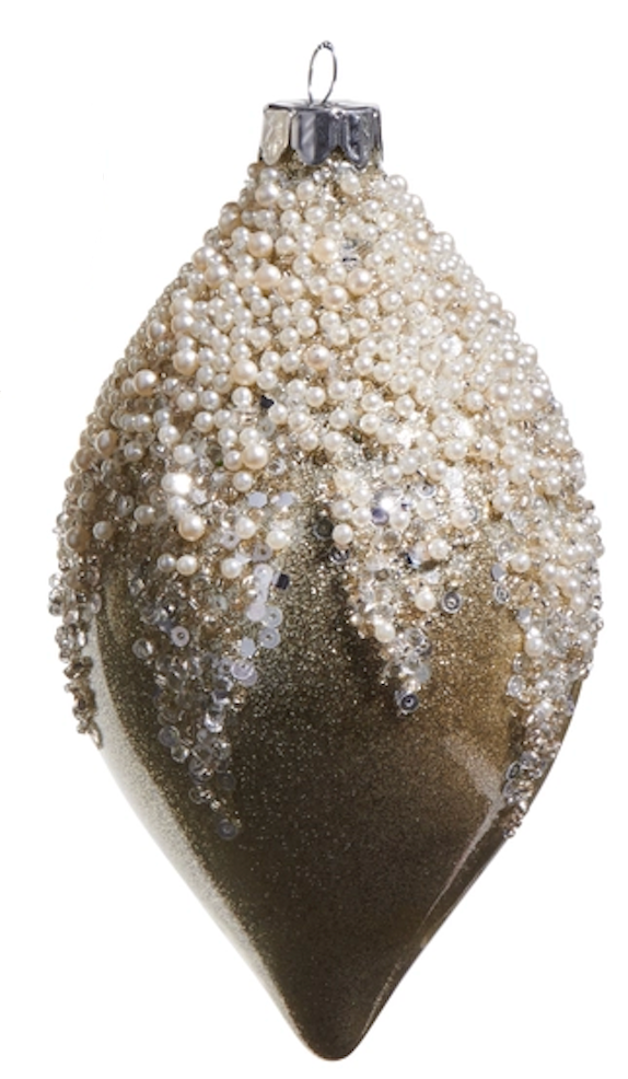 PEARL FROSTED TAUPE ORNAMENT