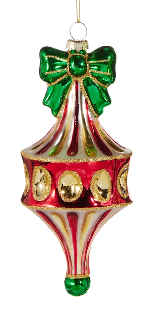 6" RED GREEN FAIRGROUND FINIAL ORNAMENT