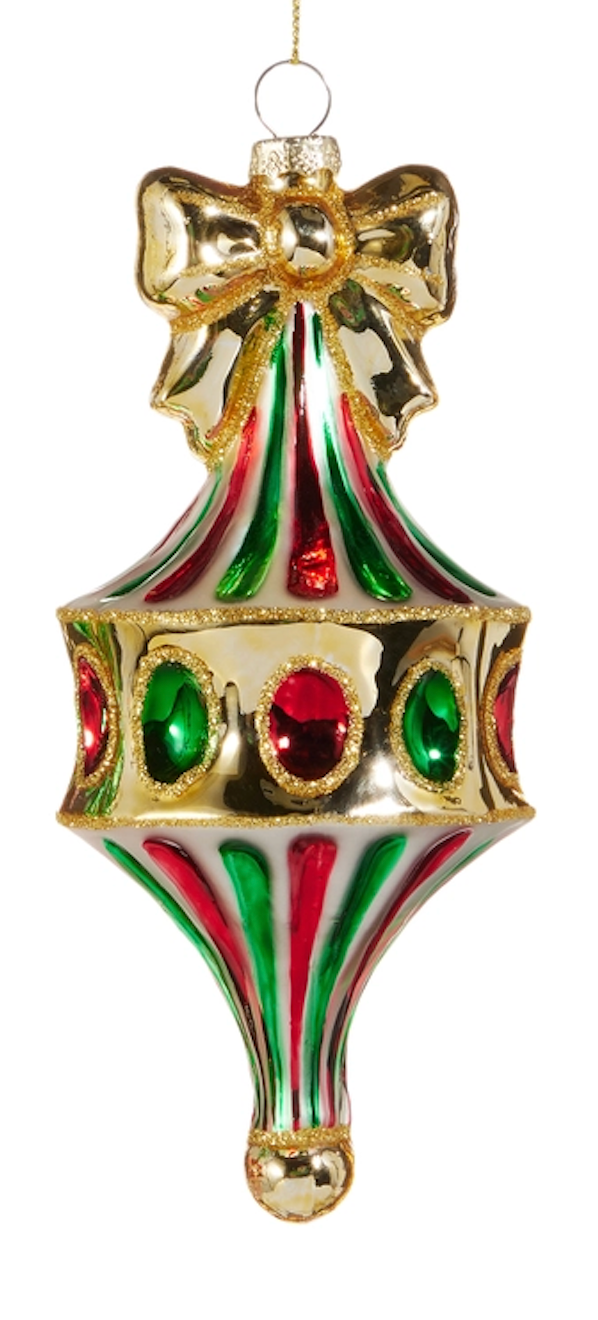 6" RED GREEN FAIRGROUND FINIAL ORNAMENT