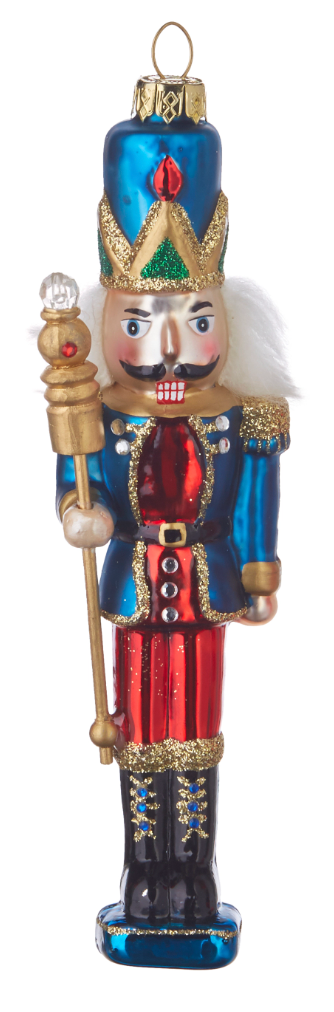 CLASSIC GLASS NUTCRACKER WITH HIAR ORNAMENT