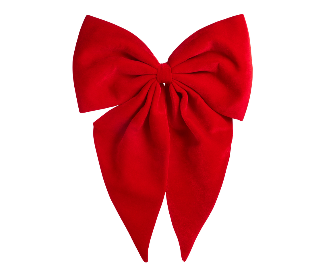 29" RED VELVET BOW ON WHITE BACKGROUND