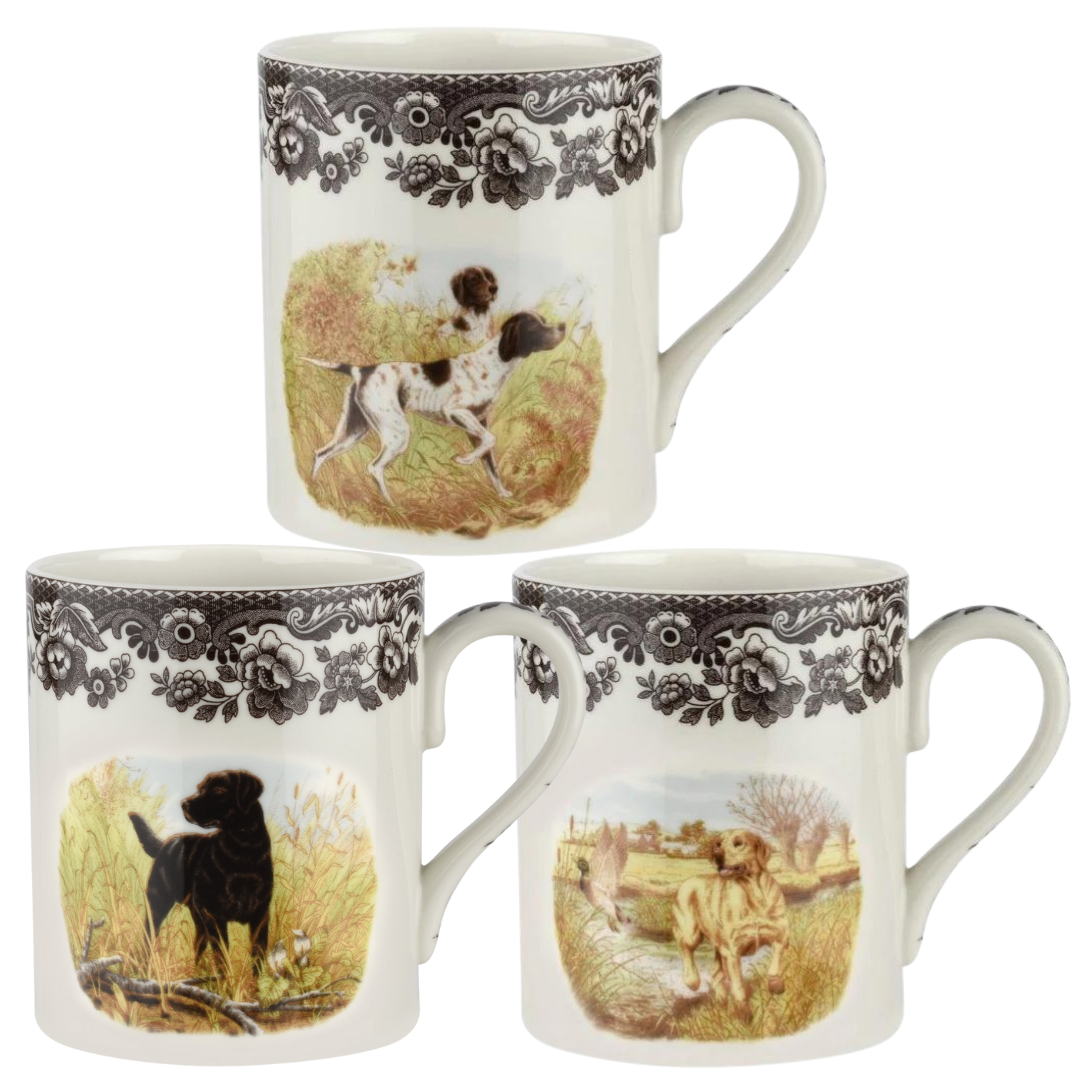 spode woodland dogs mugs