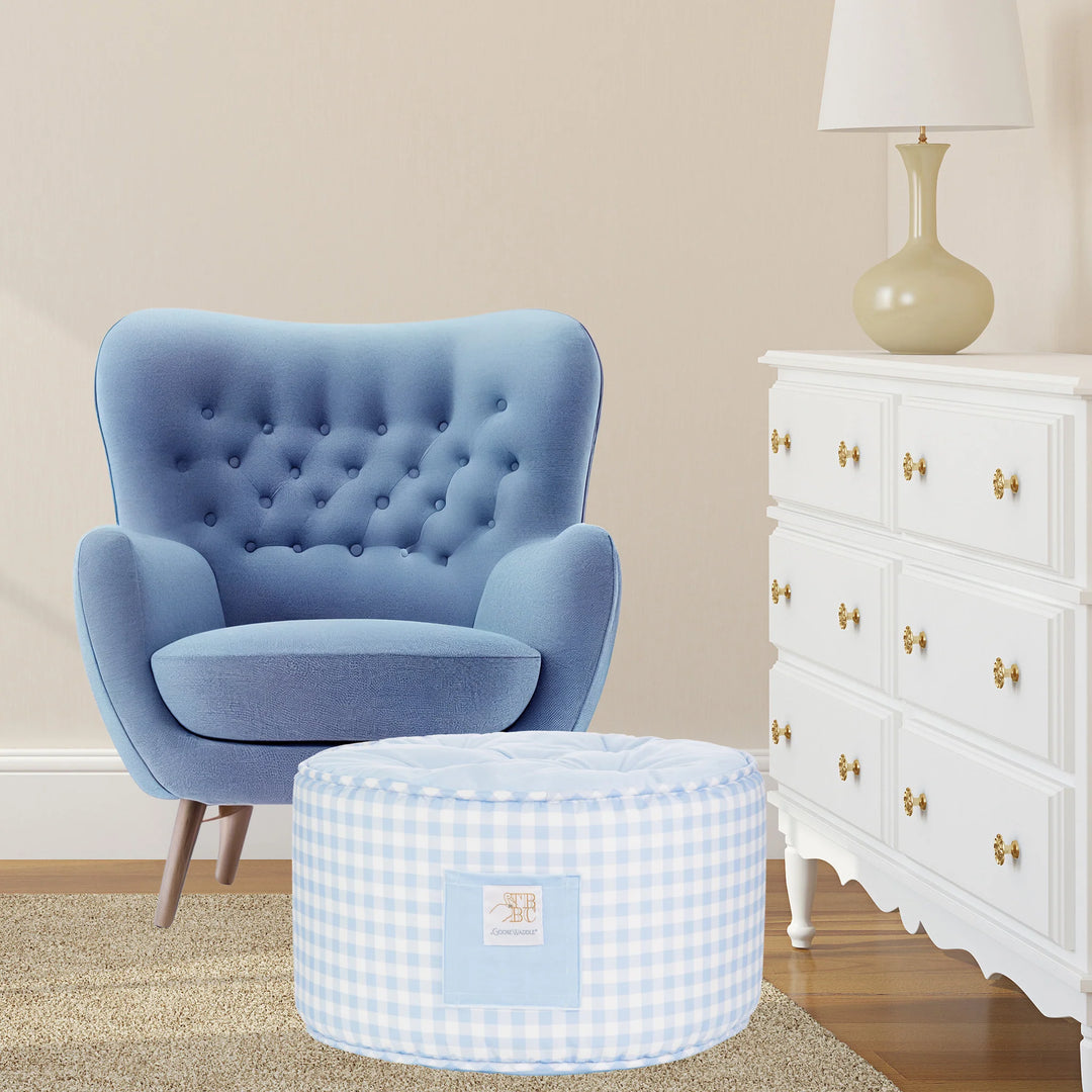 THE BEAUFORT BONNET COMPANY BUCKHEAD BLUE GINGHAM POUF