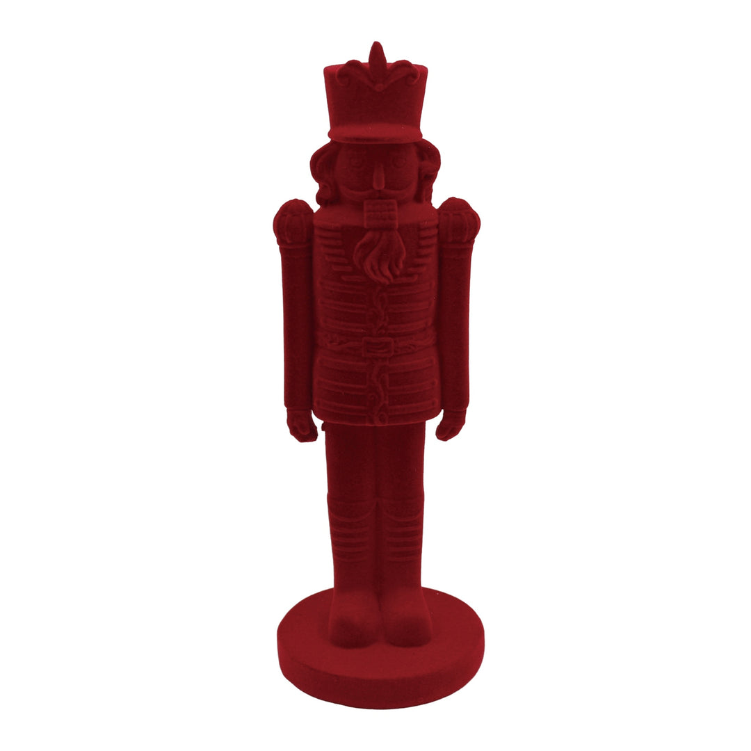 large red flocked nutcracker figure