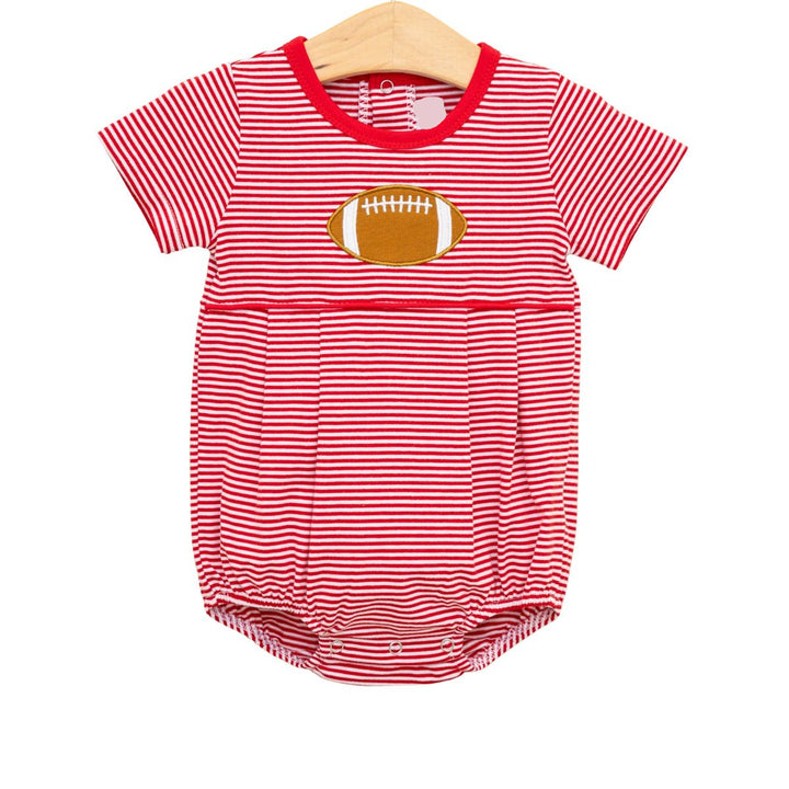 red striped bubble with football