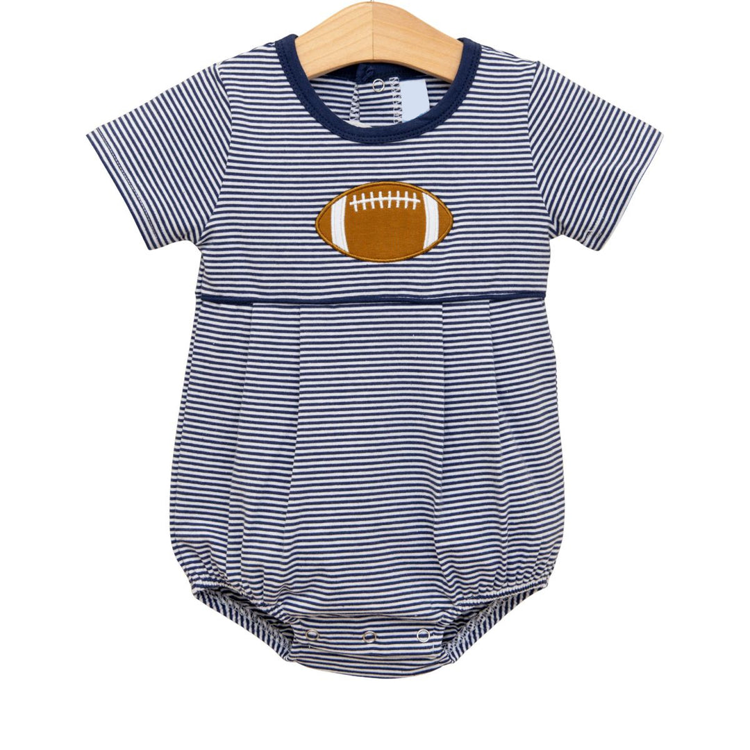 NAVY STRIPED FOOTBALL APPLIQUE BUBBLE