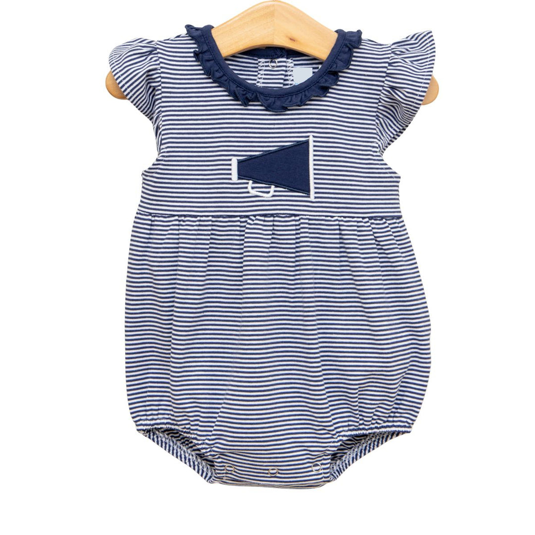 navy striped flutter sleeve bubble with megaphone