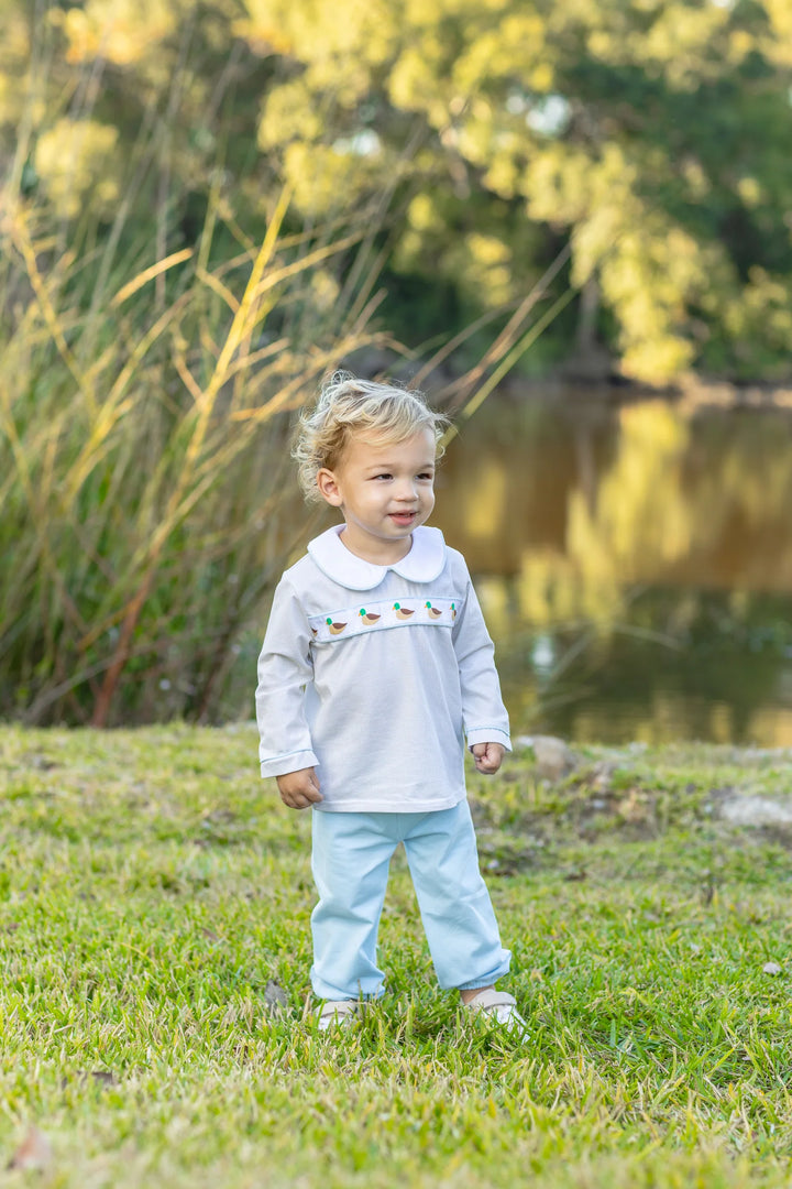 MALLARD MIGRATION KHAKI GINGHAM COLLARED PANT SET