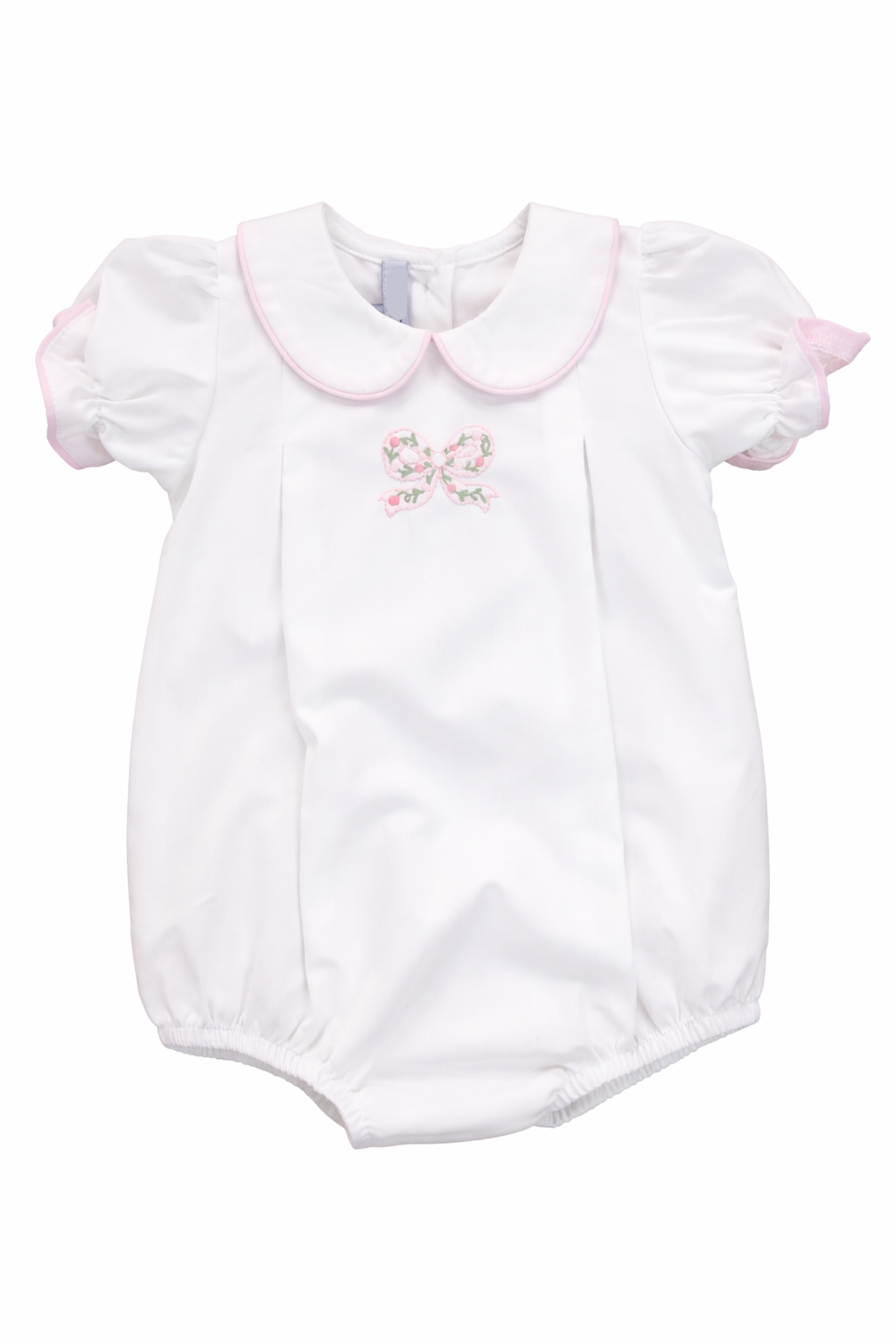WHITE BOW EMBROIDERED PLEATED GIRL BUBBLE