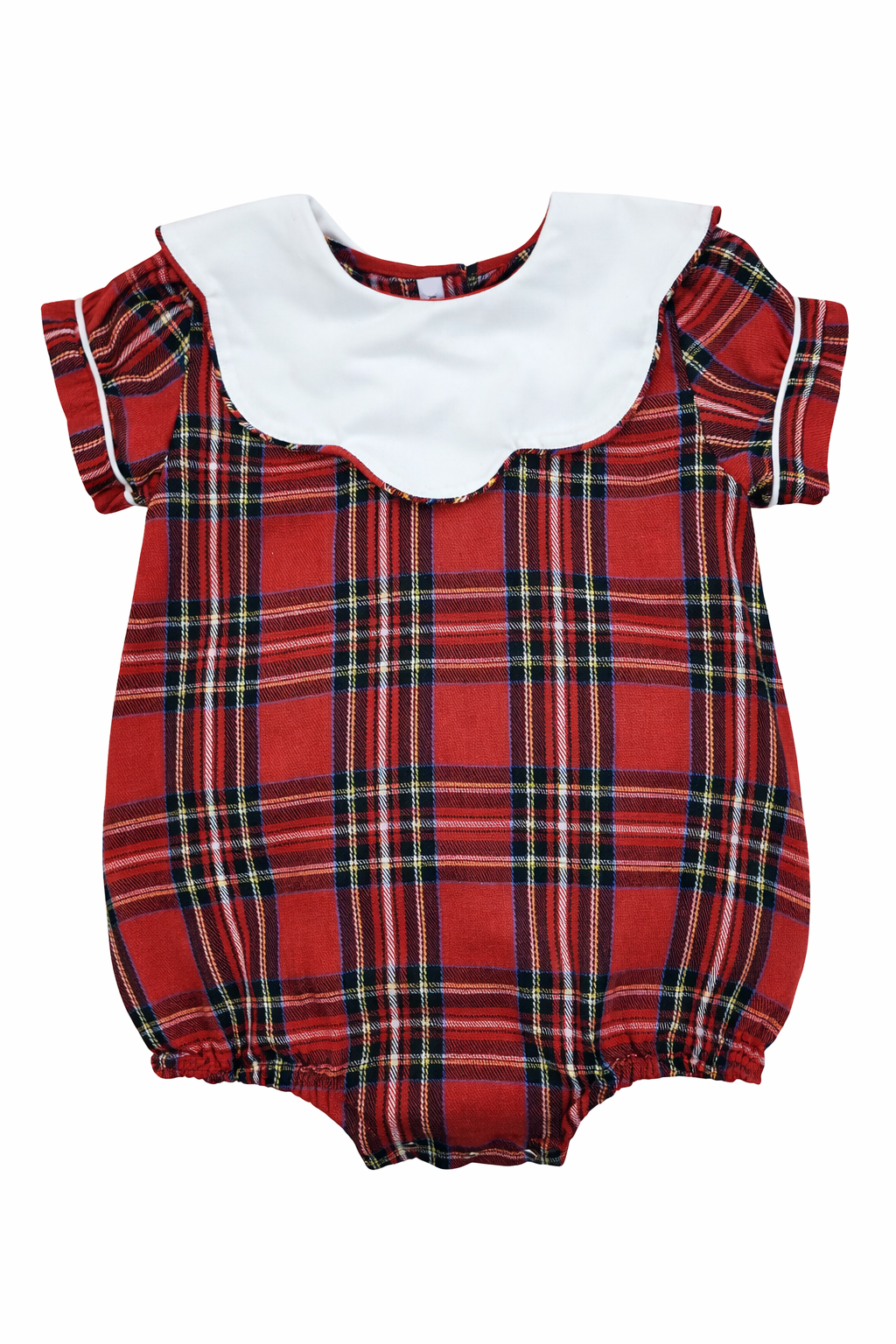 RED PLAID SCALLOP COLLAR GIRL BUBBLE