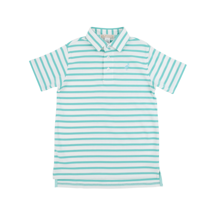 TURKS TEAL STRIPE PRIM & PROPER POLO