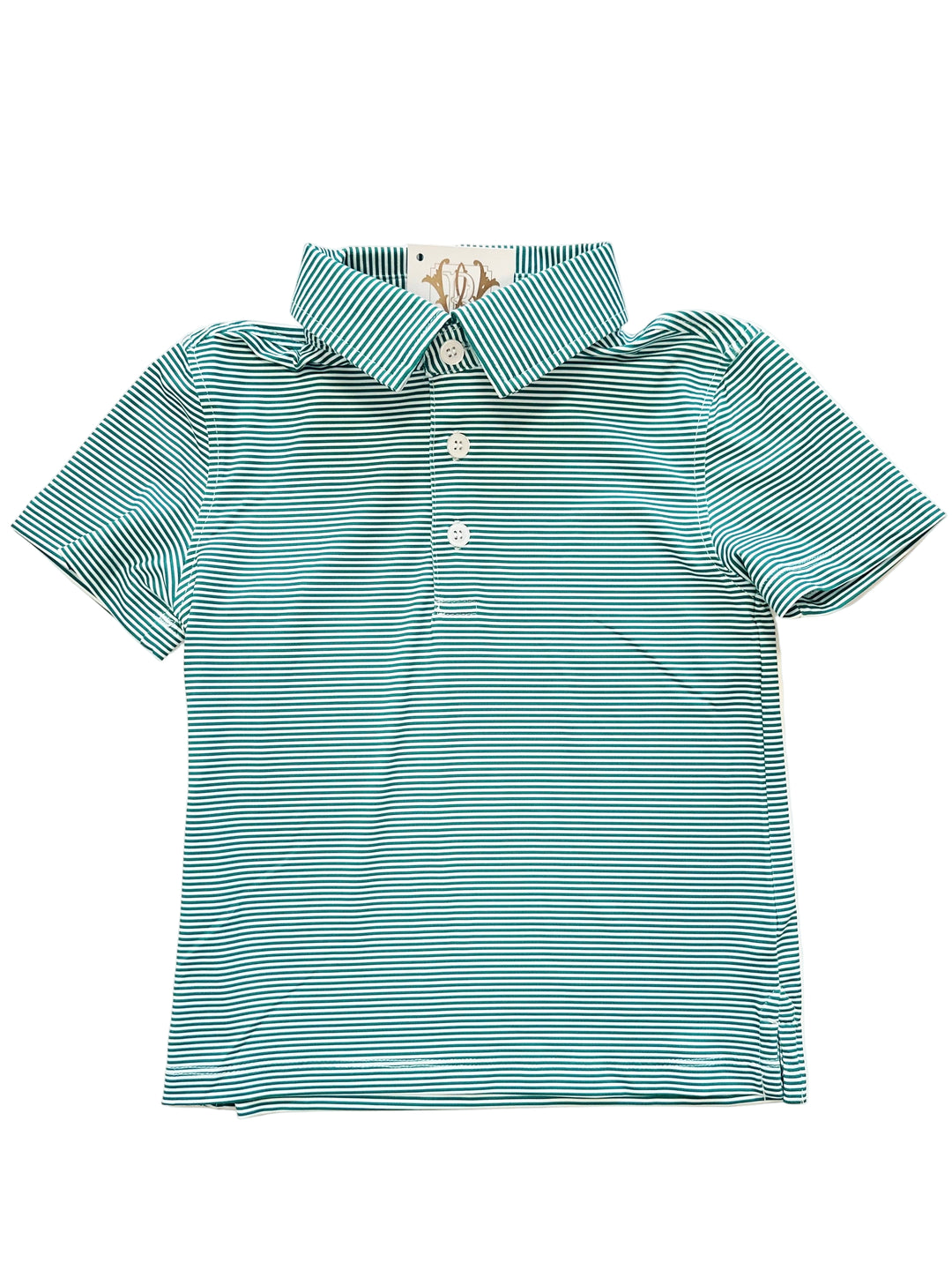 MICRO STRIPE GREEN & WHITE BOYS GOLF POLO