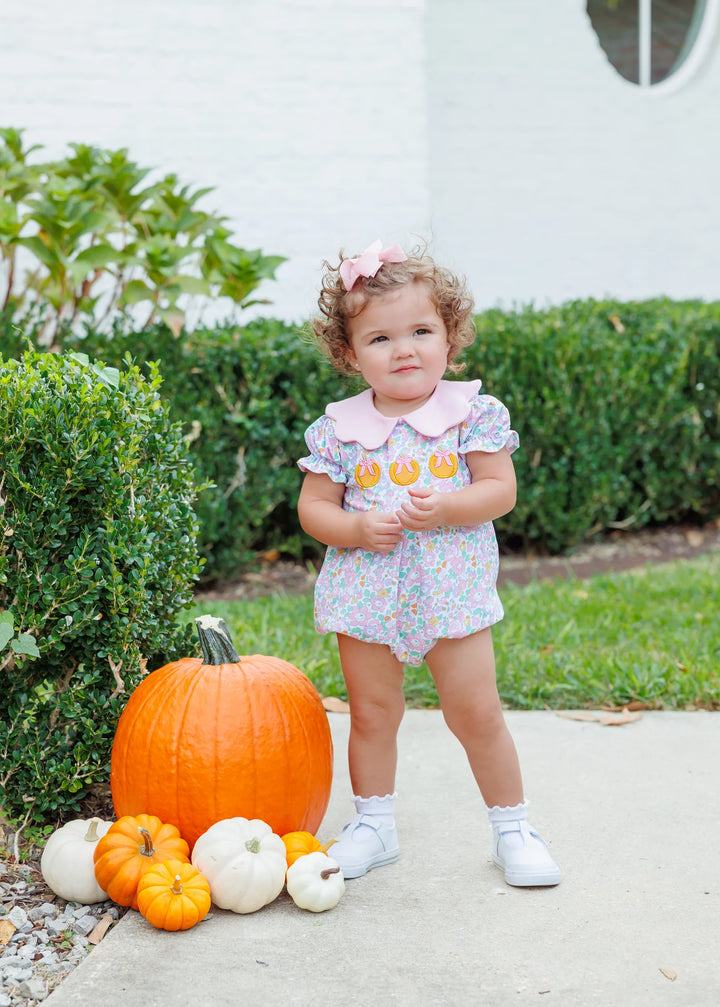 PUMPKIN MULTI FLORAL SCALLOP COLLAR BUBBLE