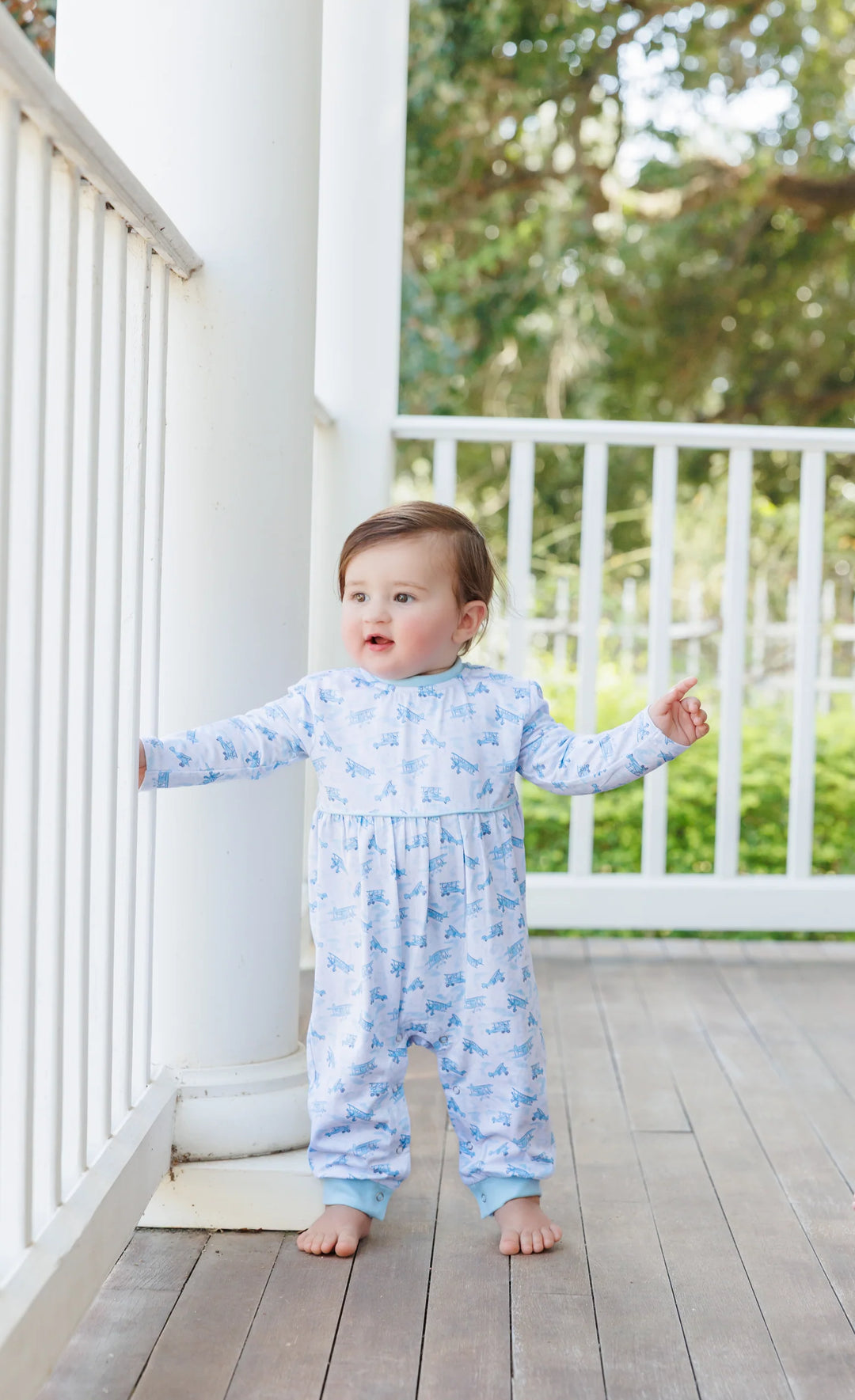 UP UP & AWAY BLUE PLANES ROMPER