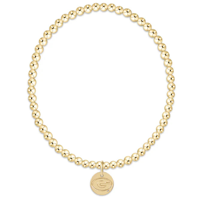 gold beaded bracelet with UGA logo charm - enewton