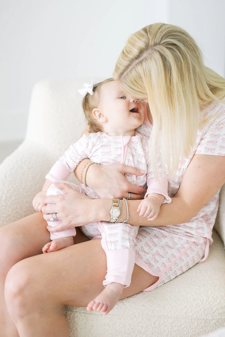 PINK BOWS SLEEP ROMPER