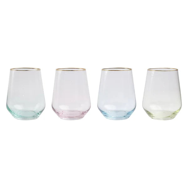 RAINBOW ASSORTED STEMLESS WINE GLASS