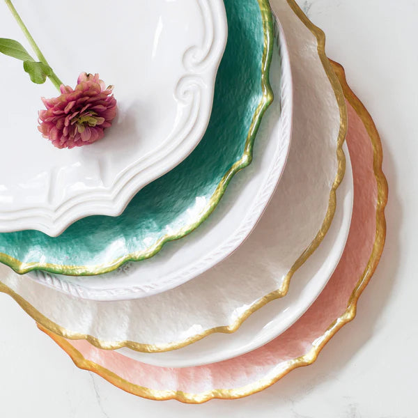 WHITE BAROQUE GLASS CHARGER