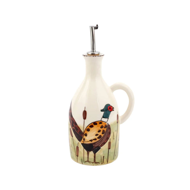 WILDLIFE PHEASANT HANDLED OLIVE OIL BOTTLE