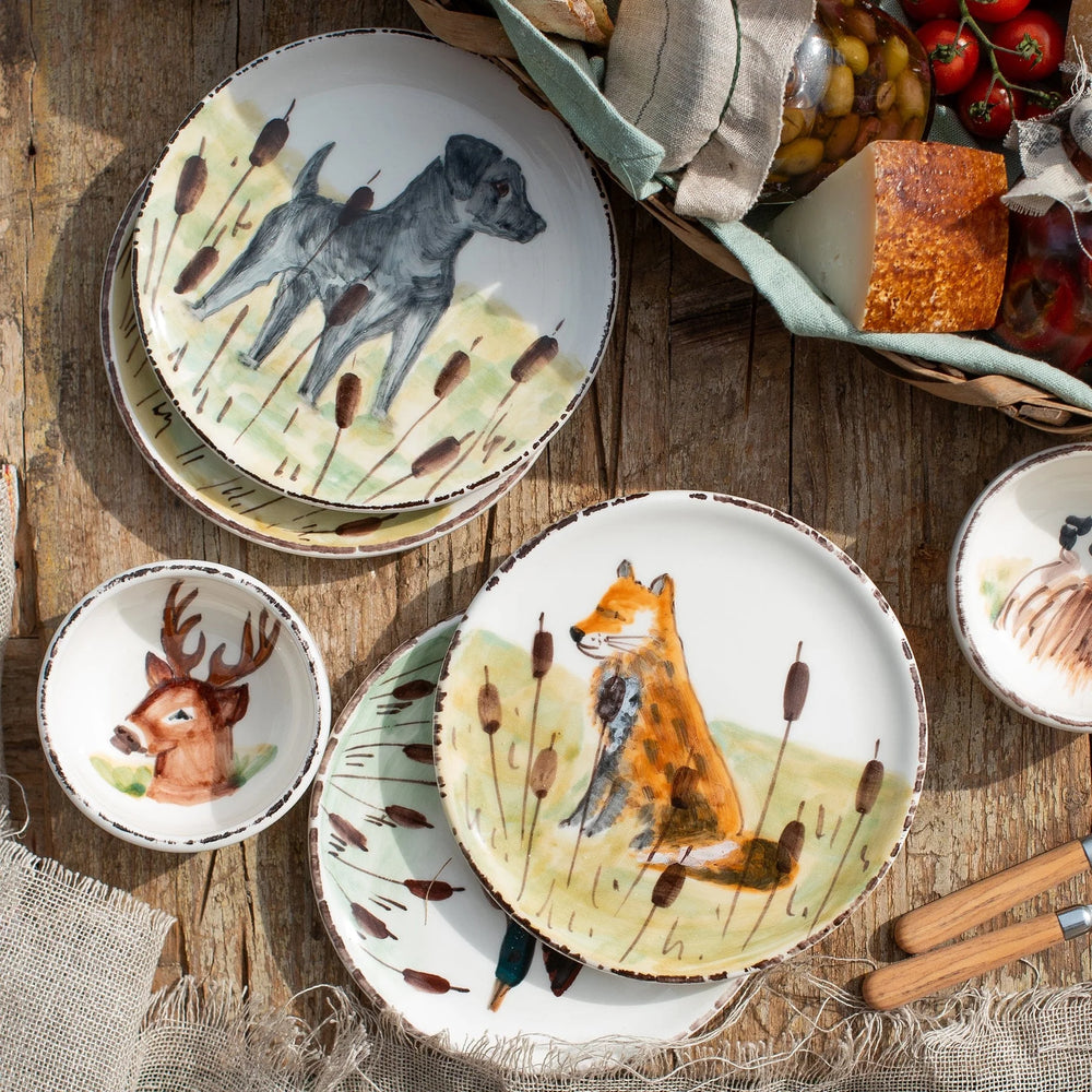 wildlife hand-painted plates on table setting
