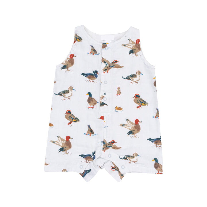 WOODLAND DUCKS MUSLIN SHORTIE ROMPER