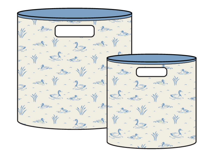storage packs in 2 sizes with ducks on background