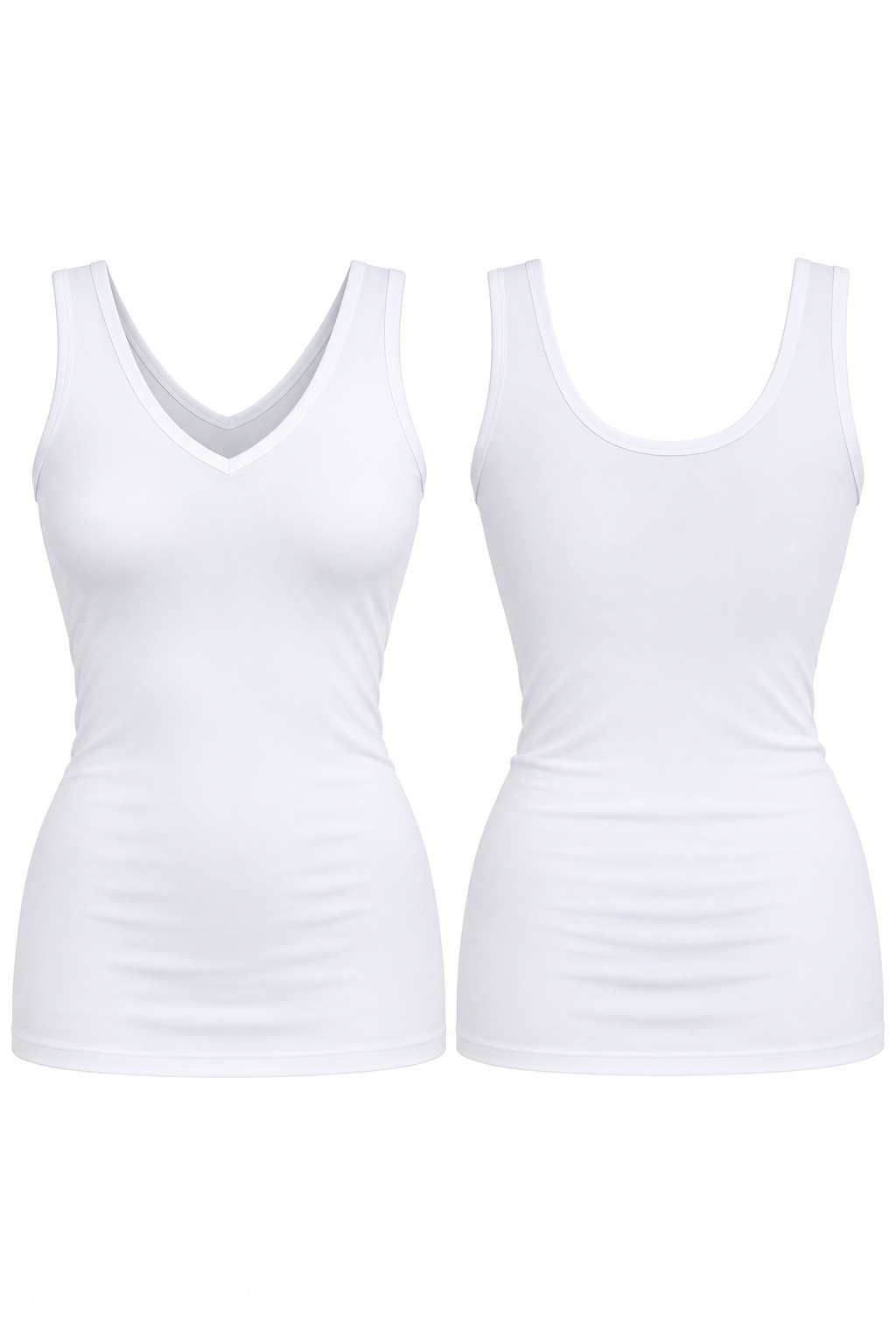 WHITE REVERSIBLE VNECK &amp; SCOOP NECK SEAMLESS TANK
