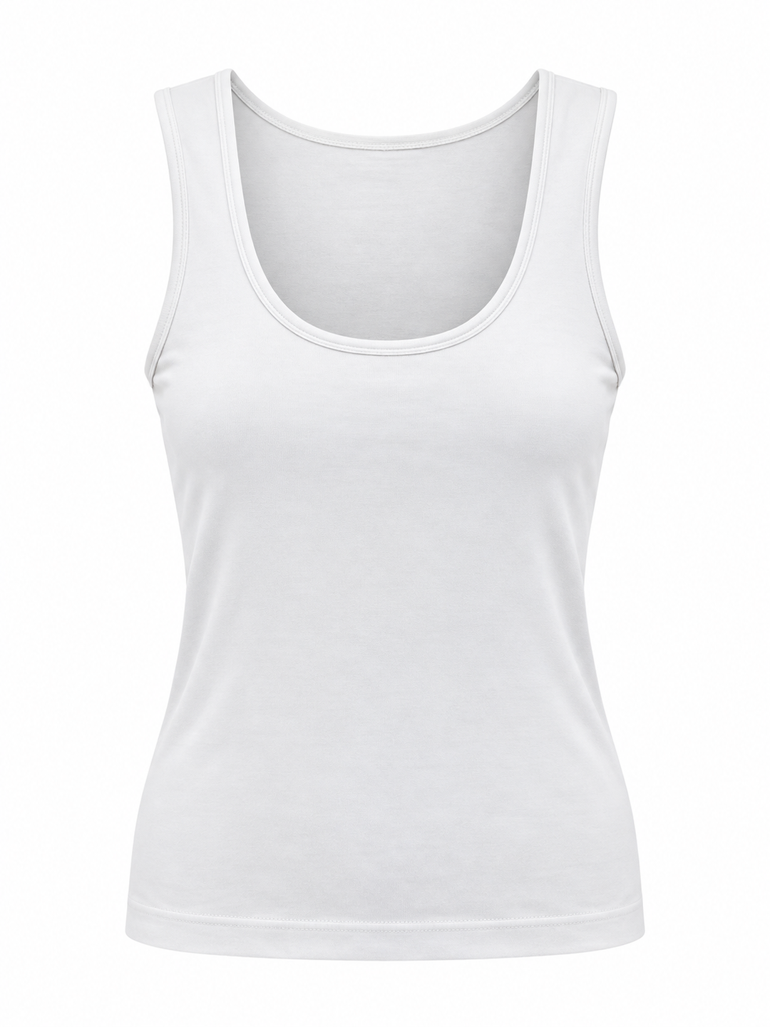 WHITE U-NECK SEAMLESS TANK