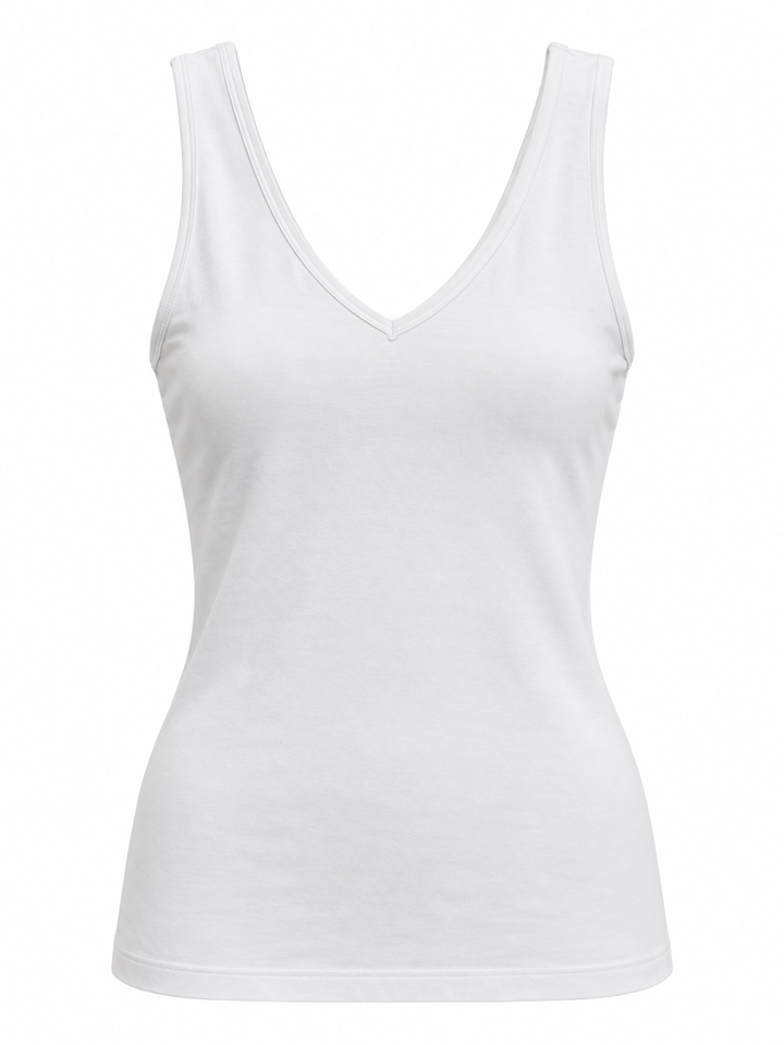 WHITE REVERSIBLE VNECK &amp; SCOOP NECK SEAMLESS TANK