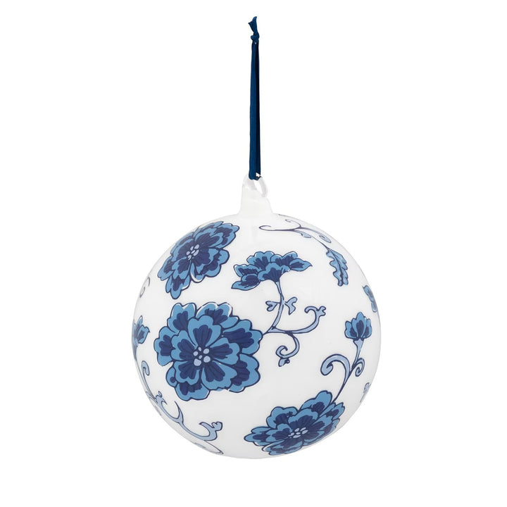 PEONY PATTERN GLASS BALL ORNAMENT