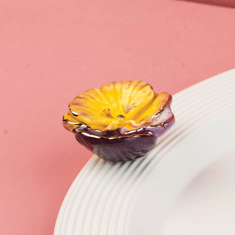 Nora Fleming Pansy Pop Mini ceramic mini attachment for floral spring serving accent | Walker Boutique