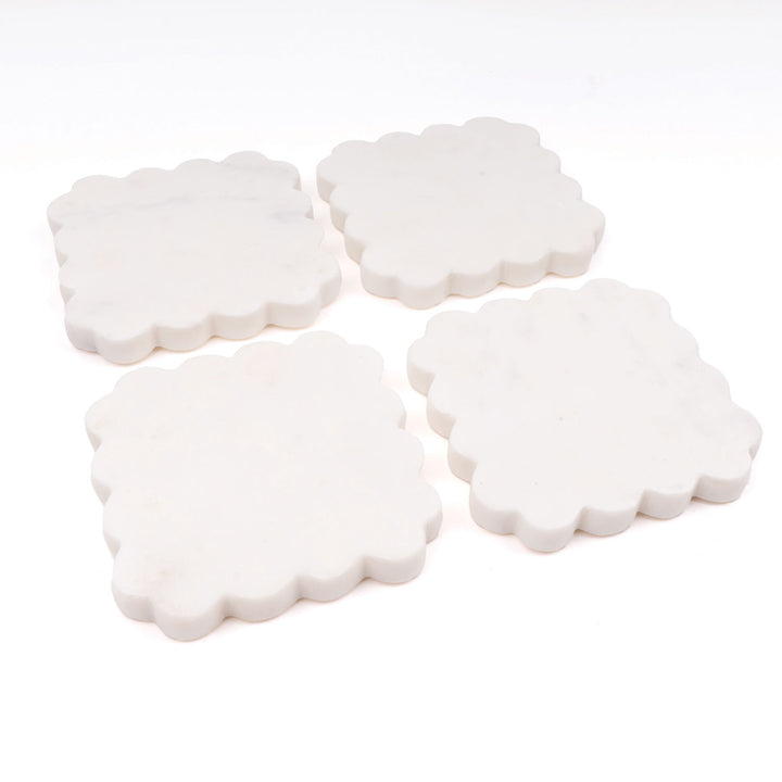 SCALLOPED MARBLE COASTER SET