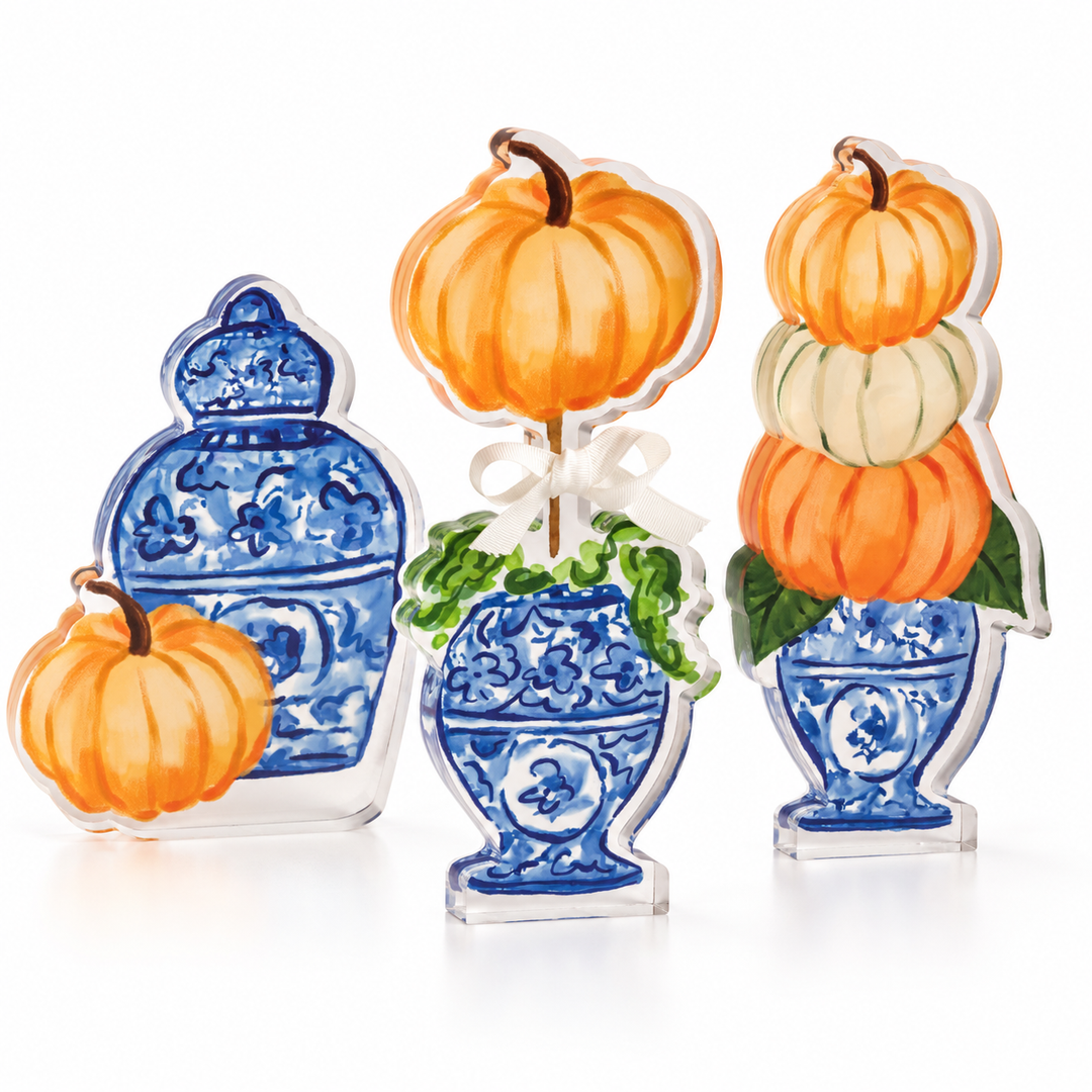 CHINOISERIE PUMPKIN TOPIARY ACRYLIC SITTER